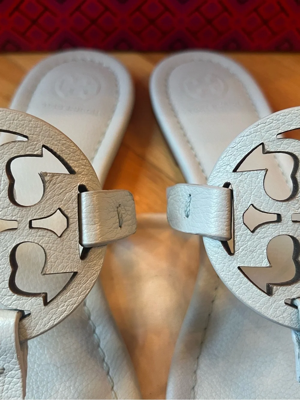 Tory Burch Seltzer Light Blue Tumbled Leather Miller Sandals
